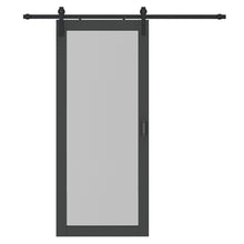 Load image into Gallery viewer, 36 in. x 84 in. 1-Lite Frosted Glass Barn Door MDF Frame Sliding Hardware Kit and Door Handle
