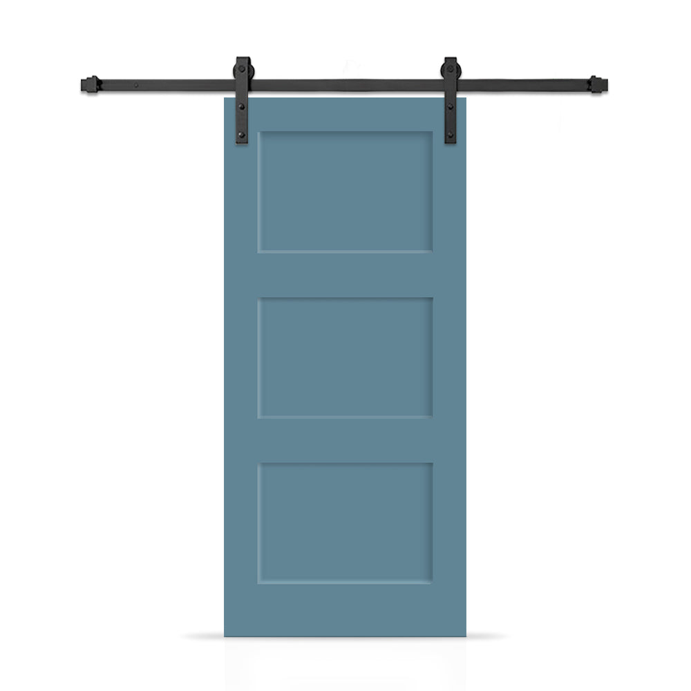 3 Panel Shaker Painted Composite Modern Interior Sliding Barn Door with Hardware Kit