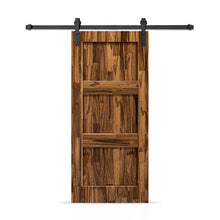 Load image into Gallery viewer, 3 Panel Shaker Stained Pine Wood Interior Sliding Barn Door with Hardware Kit
