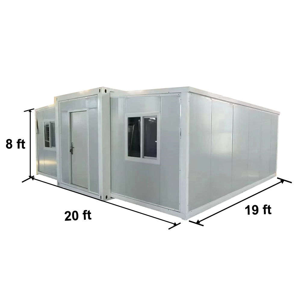 20 ft. x 19 ft. x 8 ft. Expandable Metal Storage Shed with Kitchen and ...