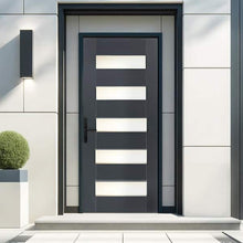 Load image into Gallery viewer, Reversible Decorative Glass Modern Exterior Fiberglass Front Door Slab
