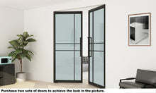 Load image into Gallery viewer, Full Lite Frameless Opaque Frosted Glass Black Steel Frame Interior Pivot Door with Pivot Hinge Hardware Kit
