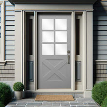 Load image into Gallery viewer, Reversible Decorative Glass Modern Exterior Fiberglass Front Door Slab Door
