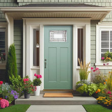 Load image into Gallery viewer, Reversible Decorative Glass Modern Exterior Fiberglass Front Door Slab Door
