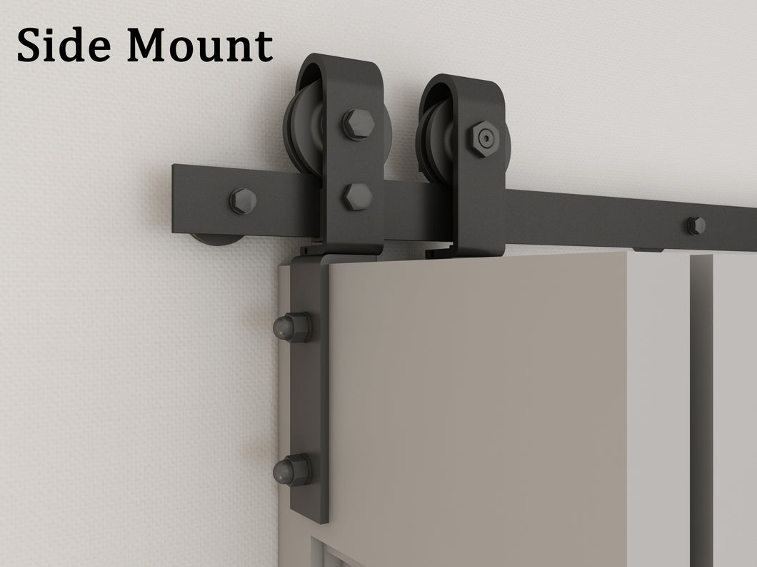 Black Bi-Fold Single Sliding Barn Door Track and Hardware Kit