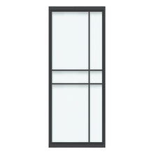 Load image into Gallery viewer, Full Lite Frameless Opaque Frosted Glass Black Steel Frame Interior Pivot Door with Pivot Hinge Hardware Kit
