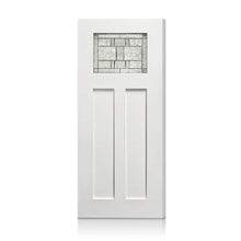 Load image into Gallery viewer, 36 in. x 80 in. Reversible Decorative Glass White Modern Exterior Fiberglass Front Door Slab Door
