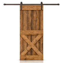 Load image into Gallery viewer, Mini X Stained Knotty Pine Wood Sliding DIY Barn Door with Hardware Kit
