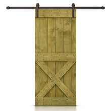 Load image into Gallery viewer, Mini X Stained Knotty Pine Wood Sliding DIY Barn Door with Hardware Kit
