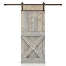 Load image into Gallery viewer, Mini X Bar Pre-assembled Stained Wood Sliding Barn Door with Hardware Kit

