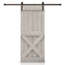 Load image into Gallery viewer, Mini X Bar Pre-assembled Stained Wood Sliding Barn Door with Hardware Kit
