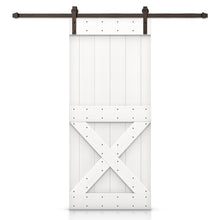 Load image into Gallery viewer, Mini X Bar Pre-assembled Stained Wood Sliding Barn Door with Hardware Kit
