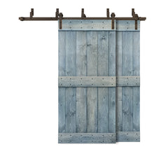 Load image into Gallery viewer, Mid-Bar Bypass Stained Solid Wood Interior Double Sliding Barn Door With Hardware Kit
