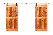 Load image into Gallery viewer, Mid-Bar Series Stained Solid Wood Interior Double Sliding Barn Door With Hardware Kit
