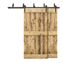 Load image into Gallery viewer, Mid-Bar Bypass Stained Solid Wood Interior Double Sliding Barn Door With Hardware Kit
