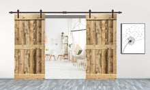 Load image into Gallery viewer, Mid-Bar Series Stained Solid Wood Interior Double Sliding Barn Door With Hardware Kit
