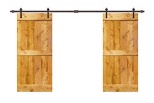 Load image into Gallery viewer, Mid-Bar Series Stained Solid Wood Interior Double Sliding Barn Door With Hardware Kit
