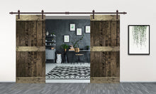 Load image into Gallery viewer, Mid-Bar Series Stained Solid Wood Interior Double Sliding Barn Door With Hardware Kit
