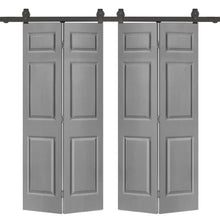 Load image into Gallery viewer, 6 Panel MDF Composite Double Bi-Fold Barn Doors with Sliding Hardware Kit
