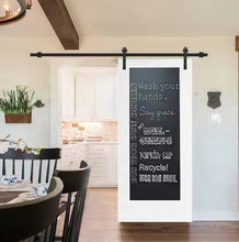 Load image into Gallery viewer, Chalkboard Series Black Stained Composite MDF 1 Panel Interior Sliding Barn Door with Hardware Kit
