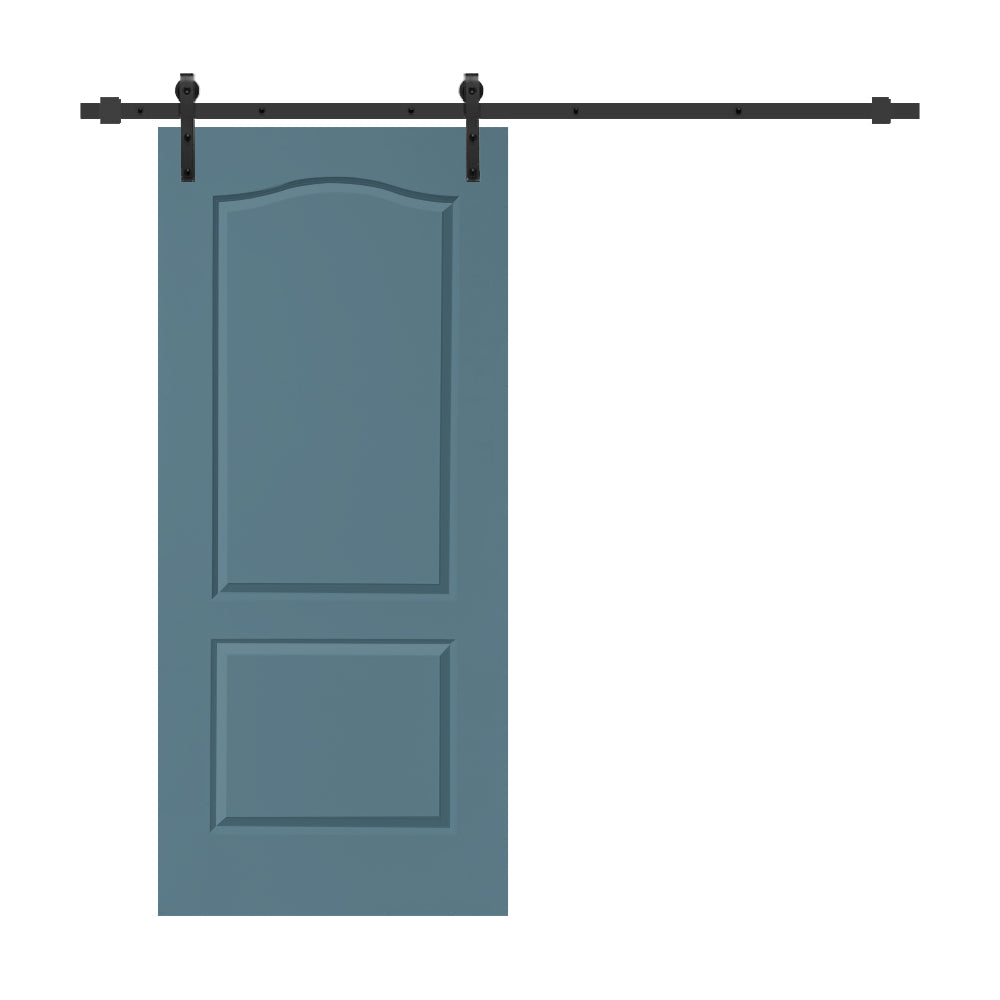 Composite MDF 2-Panel Arch Top Interior Sliding Barn Door with Hardware Kit