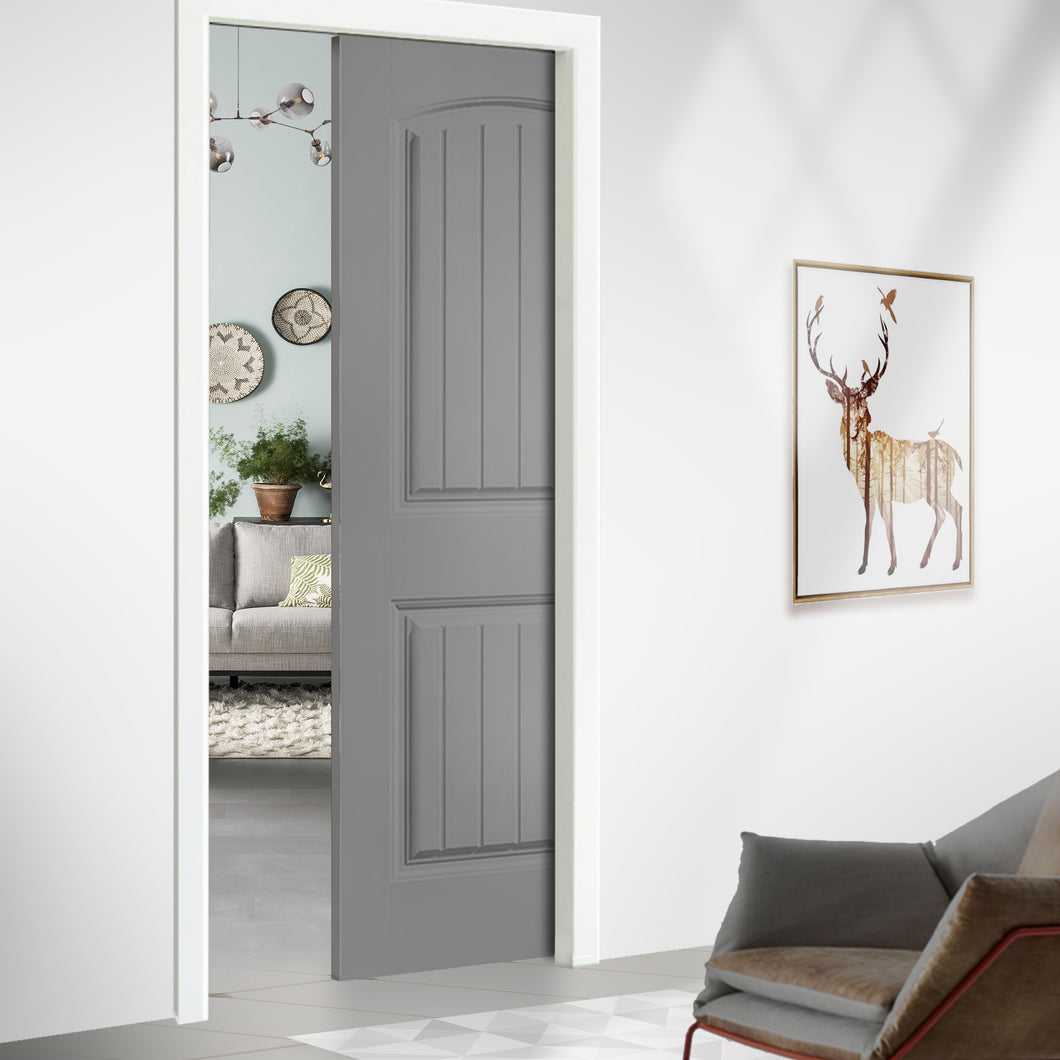 Elegant Series Composite MDF 2 Panel Camber Top Interior Door Slab For Pocket Door