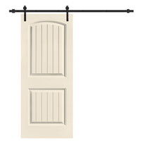 Load image into Gallery viewer, Elegant Series Painted Composite MDF 2 Panel Camber Top Interior Sliding Barn Door with Hardware Kit
