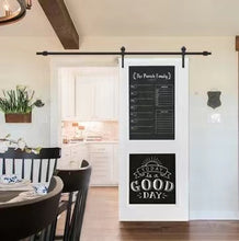 Load image into Gallery viewer, Chalkboard Series Black Stained Composite MDF 2 Panel Interior Sliding Barn Door with Hardware Kit
