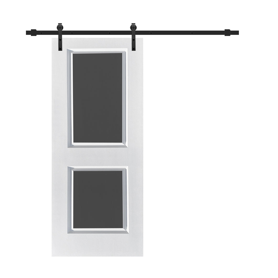 Chalkboard Series Black Stained Composite MDF 2 Panel Interior Sliding Barn Door with Hardware Kit