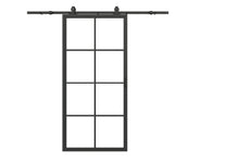 Load image into Gallery viewer, 37 in. x 84 in. 8-Lite Tempered Glass Barn Door Steel Frame Sliding Hardware Kit and Door
