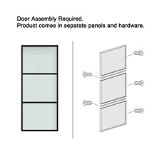 Load image into Gallery viewer, 3-Lite Tempered Glass Barn Door Steel Frame Sliding Hardware Kit and Door Handle
