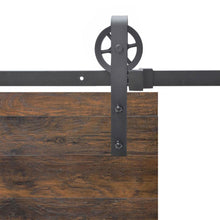 Load image into Gallery viewer, 96 in. Matte Balck Wheel Sliding Door Track and Hardware Set
