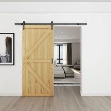 Load image into Gallery viewer, 36 in. x 84 in. K Series Pre Assembled Natural Wood Stained MDF Sliding Barn Door with Hardware Kit and Door Handle
