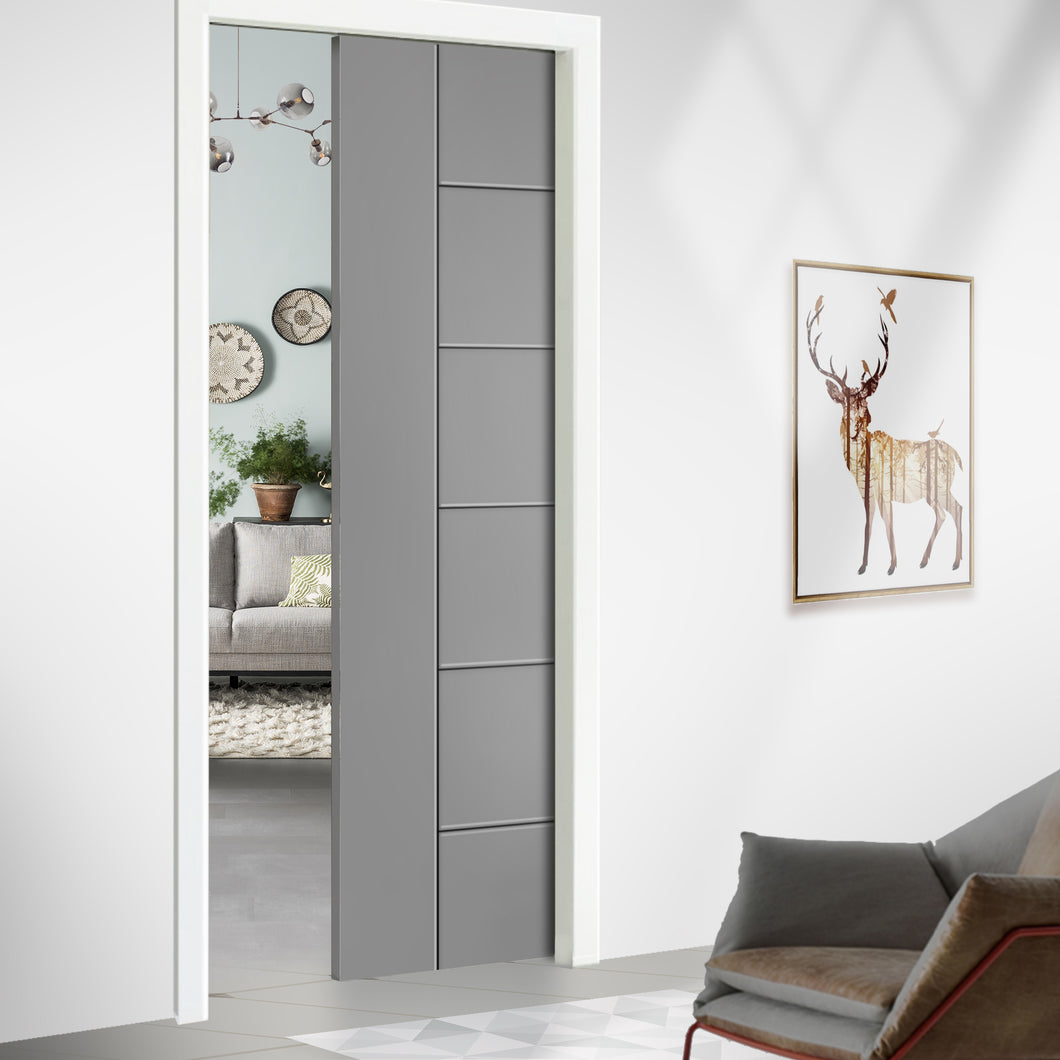 Metropolitan Series Stained Composite MDF Paneled Interior Door Slab For Pocket Door