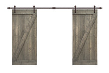 Load image into Gallery viewer, Z Bar Pre Assembled Stained Wood Interior Double Sliding Barn Door with Hardware Kit
