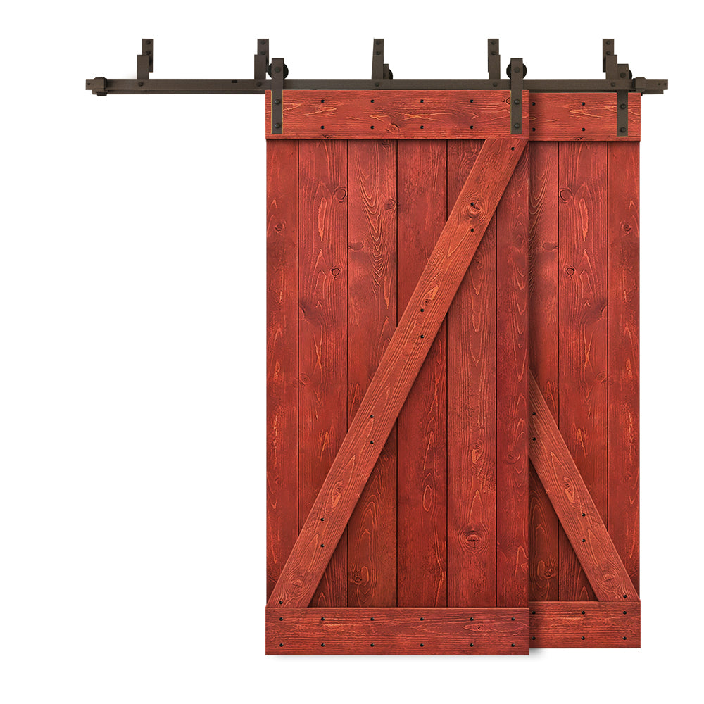 doorzoページ Z Bar Bypass Stained Interior Double Sliding Barn Door With