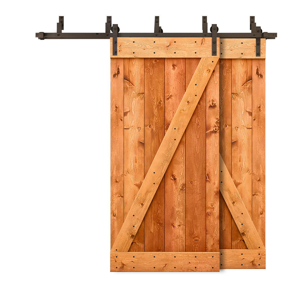 doorzoページ Z Bar Bypass Stained Interior Double Sliding Barn Door With
