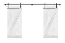 Load image into Gallery viewer, Z Bar Pre Assembled Stained Wood Interior Double Sliding Barn Door with Hardware Kit
