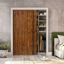 Load image into Gallery viewer, Paneled Hollow Core Solid Wood Double Closet Sliding Door Slabs
