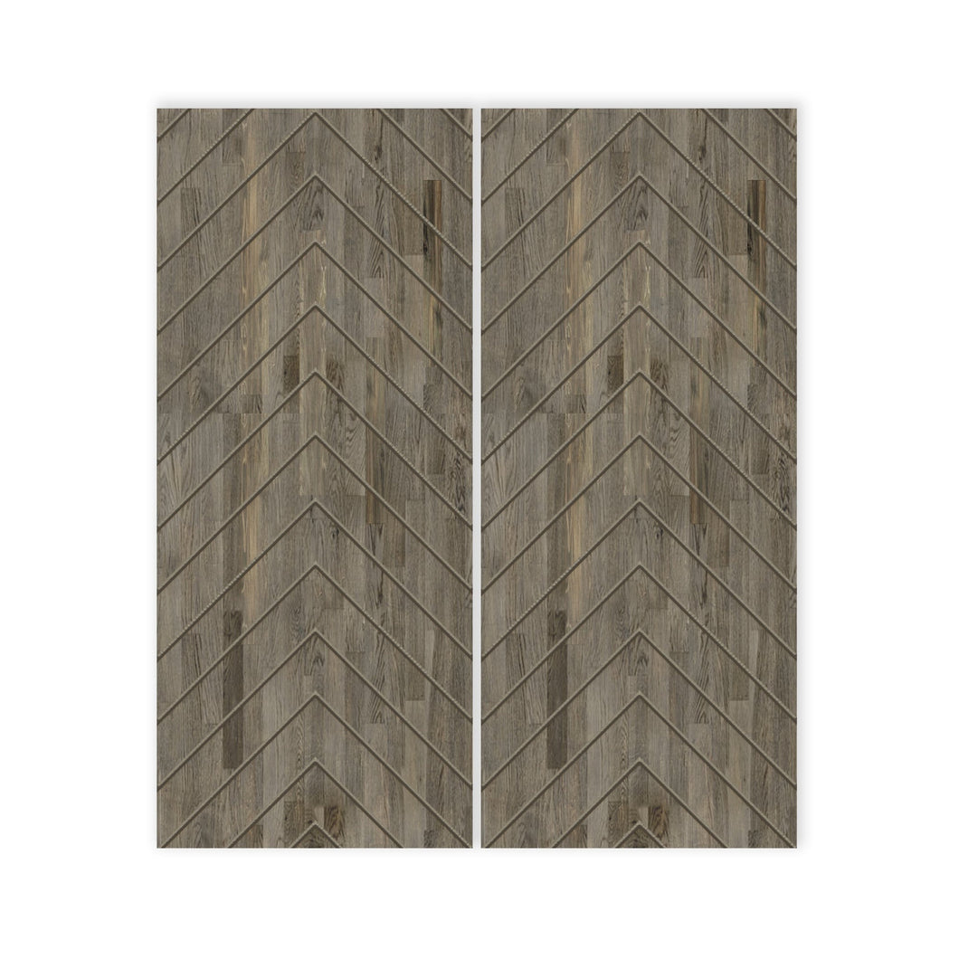 Herringbone Pattern Hollow Core Solid Wood Double Closet Sliding Door Slabs