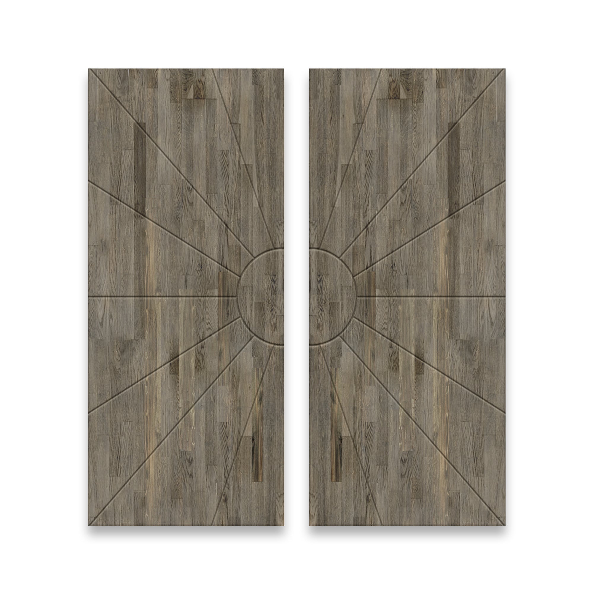 Sun Pattern Hollow Core Solid Wood Double Closet Sliding