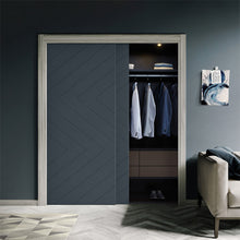 Load image into Gallery viewer, Hollow Core Stained Composite MDF Interior Double Closet Sliding Doors
