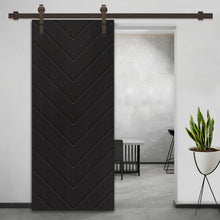 Load image into Gallery viewer, Herringbone Fully Assembled Stained MDF Modern Sliding Barn Door with Hardware Kit
