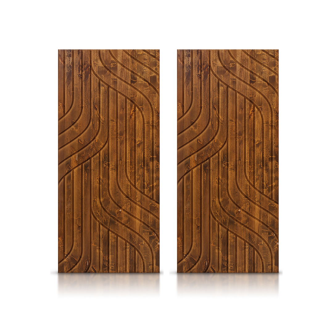 Intertwined Pattern Hollow Core Solid Wood Double Closet Sliding Door Slabs