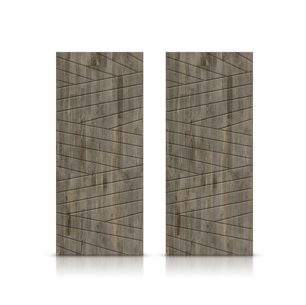 Flag Pattern Hollow Core Solid Wood Double Closet Sliding Door Slabs
