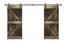 Load image into Gallery viewer, K Series Stained Solid Pine Wood Interior Double Sliding Barn Door With Hardware Kit
