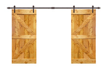 Load image into Gallery viewer, K Series Stained Solid Pine Wood Interior Double Sliding Barn Door With Hardware Kit
