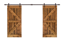 Load image into Gallery viewer, K Series Stained Solid Pine Wood Interior Double Sliding Barn Door With Hardware Kit
