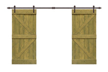 Load image into Gallery viewer, K Series Stained Solid Pine Wood Interior Double Sliding Barn Door With Hardware Kit
