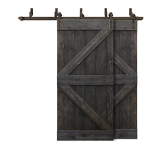 Load image into Gallery viewer, K Bar Bypass Stained Interior Double Sliding Barn Door With Hardware Kit
